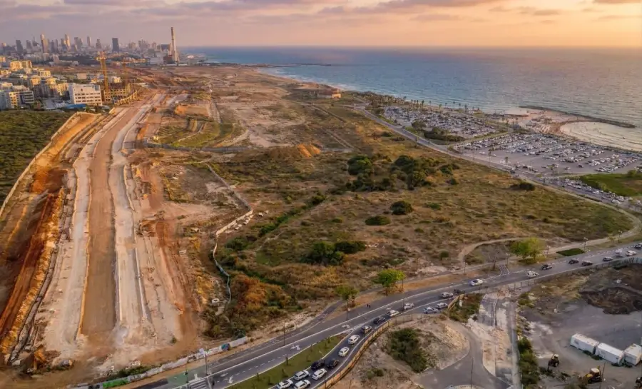 Aerial view of the northern complex along the coast