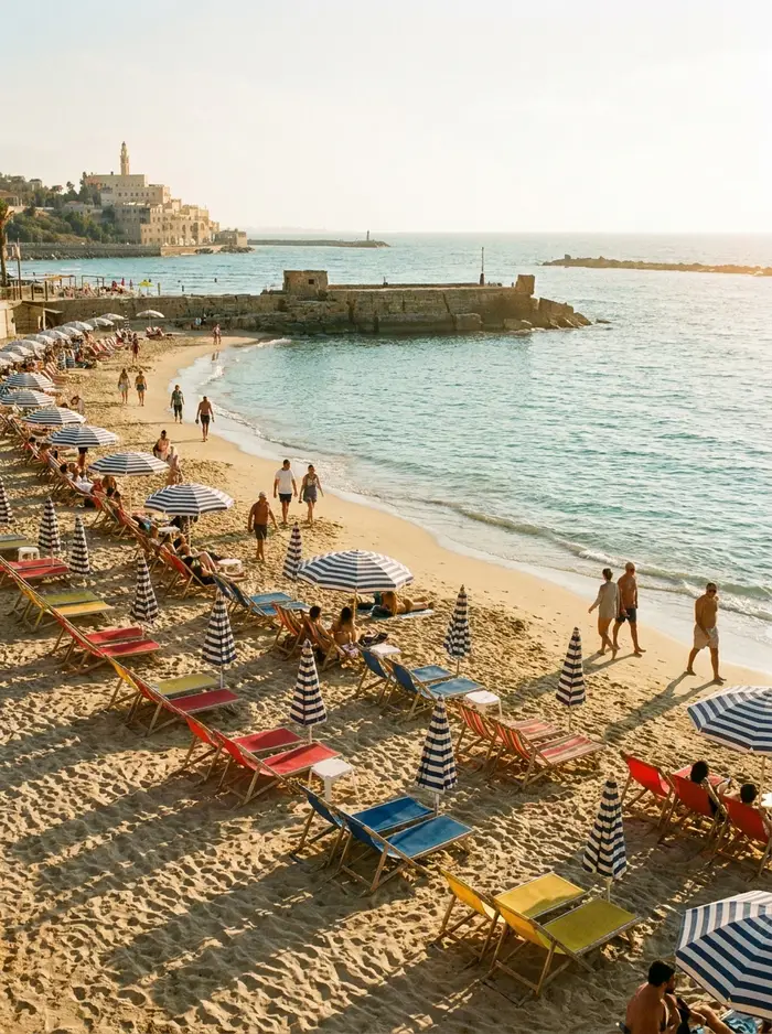 Parasols and loungers on the beach